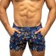 Men Swimwear Swim Boxer Trunks Square Cut Boardshorts Pockets