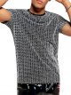 Men's Metallic Rave Shirt Short Sleeve Crewneck Pullover Party Top