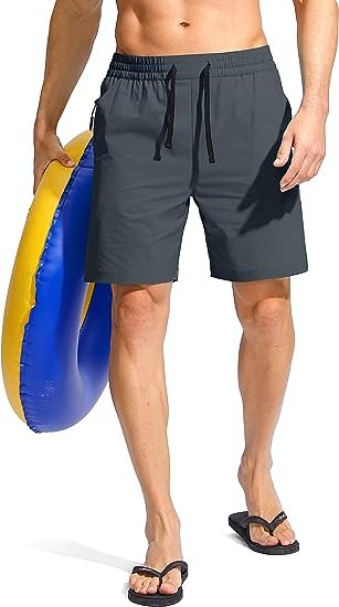 Men's Swim Trunks Quick Dry Bathing Suit Beach Board Shorts for Men with Zipper Pockets and Mesh Lining